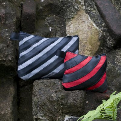 Cotton and recycled bicycle tire cosmetic bags, Eco Chic (pair)
