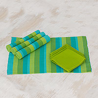 Cotton placemats and napkins Casaca Morn set for 4 Guatemala