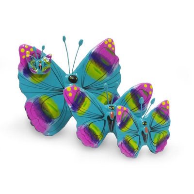 Set of 3 Fair Trade Ceramic Butterfly Sculptures