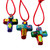 Ceramic ornaments, 'Cheerful Crosses' (set of 6) - Ceramic Cross Christmas Ornaments (Set of 6) (image 2a) thumbail