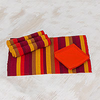 Cotton placemats and napkins Casaca Fiesta set for 4 Guatemala