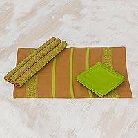 Cotton placemats and napkins Highland Mystique set for 4 Guatemala