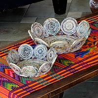 Recycled paper baskets Floral Spin pair Guatemala