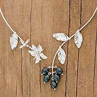 Jade flower wrap necklace,