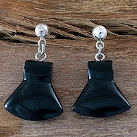 Black jade dangle earrings,