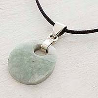 Jade pendant necklace, 'Maya Dreams' - Hand Crafted Jade Pendant on Cotton Cord Necklace