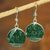 Jade dangle earrings, 'Green Moon' - Sterling Silver Jade Dangle Earrings thumbail