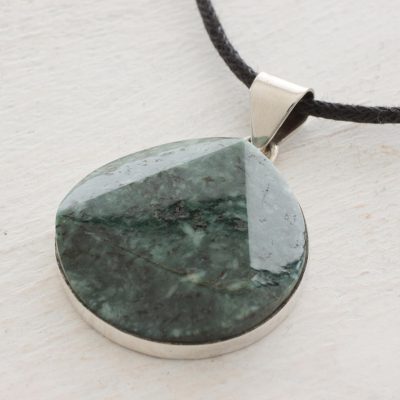 Jade pendant necklace, Green Moon