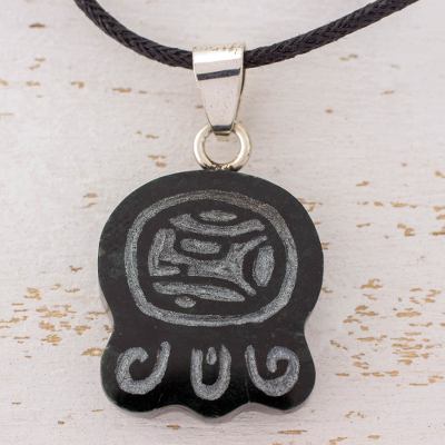 Jade pendant necklace, Maya Eagle