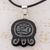 Jade pendant necklace, 'Maya Eagle' - Maya Eagle Glyph Pendant on Black Cord Necklace thumbail