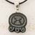 Jade pendant necklace, 'Maya Warrior Strength' - Handcrafted Nahual Cotton Cord Jade Warrior Necklace thumbail