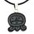 Jade pendant necklace, 'Maya Breath of Life' - Maya Nahual Glyph on Black Cotton Cord Necklace (image 2a) thumbail
