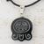 Jade pendant necklace, 'Light and Darkness' - Collectible Nahual Cotton Cord Jade Necklace thumbail