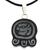 Jade pendant necklace, 'Maya Cycles of Life' - Jade Maya Glyph and Cotton Necklace with 925 Silver (image 2a) thumbail