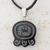 Jade pendant necklace, 'Maya Knowledge of Power' - Handmade Maya Glyph Jade Pendant Cotton Necklace thumbail