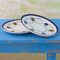 Ceramic dinner plates Margarita pair Guatemala