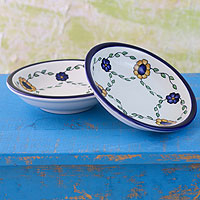 Ceramic dinner bowls Margarita pair Guatemala