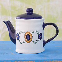 Ceramic tea pot Margarita Blue Guatemala