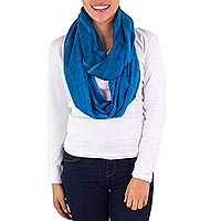 Cotton circular scarf Blue Infinity Guatemala