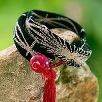 Wool and cotton wrap bracelet,