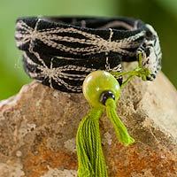 Wool and cotton wrap bracelet,