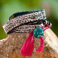 Wool and cotton wrap bracelet,