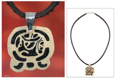 Mens volcanic ash pendant necklace, Tzikin