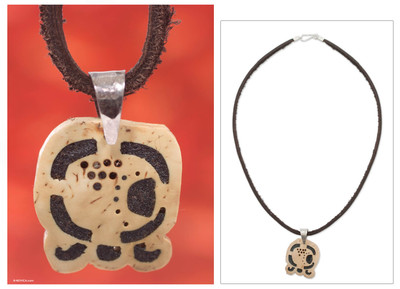 Mens volcanic ash pendant necklace, Kawoq