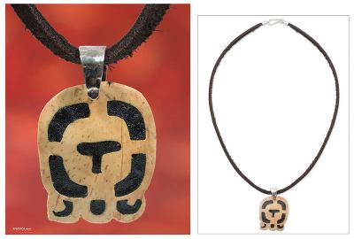 Mens volcanic ash pendant necklace, Iq