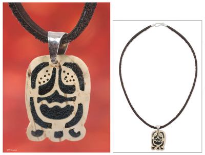 Mens volcanic ash pendant necklace, Aqabal