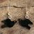 Jade dangle earrings, 'Black Swallows' - Hand Made Jade Bird Dangle Earrings thumbail