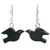 Jade dangle earrings, 'Black Swallows' - Hand Made Jade Bird Dangle Earrings (image 2a) thumbail