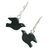 Jade dangle earrings, 'Black Swallows' - Hand Made Jade Bird Dangle Earrings (image 2b) thumbail