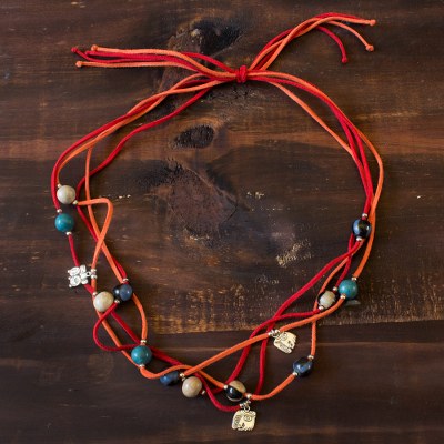 Leather and ceramic pendant necklace, Nahual Destiny
