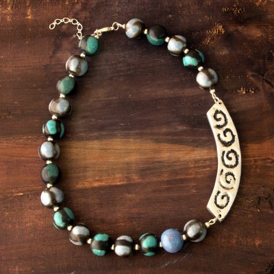 Ceramic beaded necklace, Maya Life