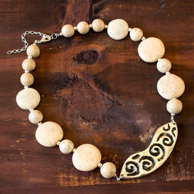 Ceramic beaded necklace, Azacualpa Legacy