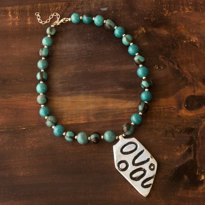 Ceramic beaded necklace, Quelapa Lance