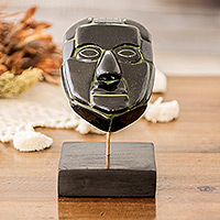 Jade mask, 'Maya Sun God' - Jade mask