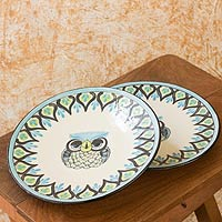 Ceramic plates Owl pair Guatemala
