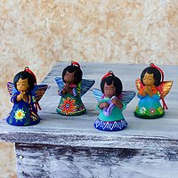 Ceramic ornaments Angels of the Forest set of 4 Guatemala