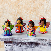 Ceramic ornaments Angels of Time set of 4 Guatemala