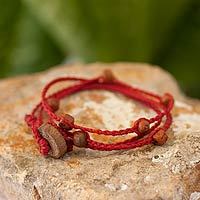 Cotton and ceramic wrap bracelet,
