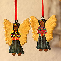 Ceramic ornaments Guatemala Guardian Angels set of 6 Guatemala