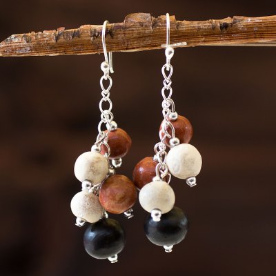 Ceramic beaded earrings, Sun of Azacualpa