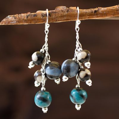 Ceramic beaded earrings, Azacualpa Water