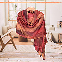 Rayon shawl, 'Maya Firebird' - Unique Rayon Shawl