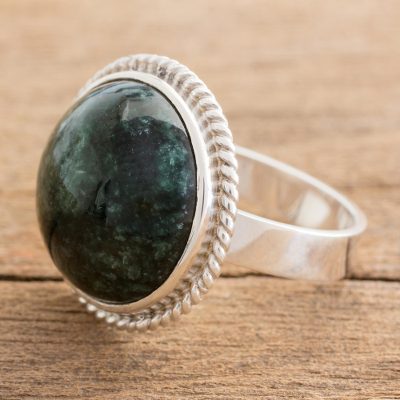 Jade cocktail ring, Green Mystery
