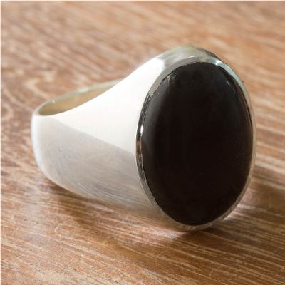 Mens black jade ring, Royal Treasure