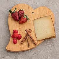 Wood cutting board, 'Love at Home' - Fair Trade Natural Wood Chopping Board Hand-carved