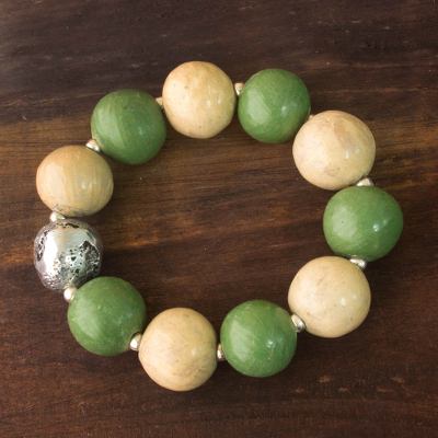 Ceramic stretch bracelet, Azacualpa Moon